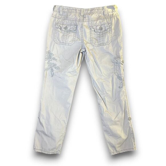 Y2K Aeropostale Embroidered Khaki Cargo Pants Jrs Size 7/8 90s Retro Gorpcore - Picture 2 of 10